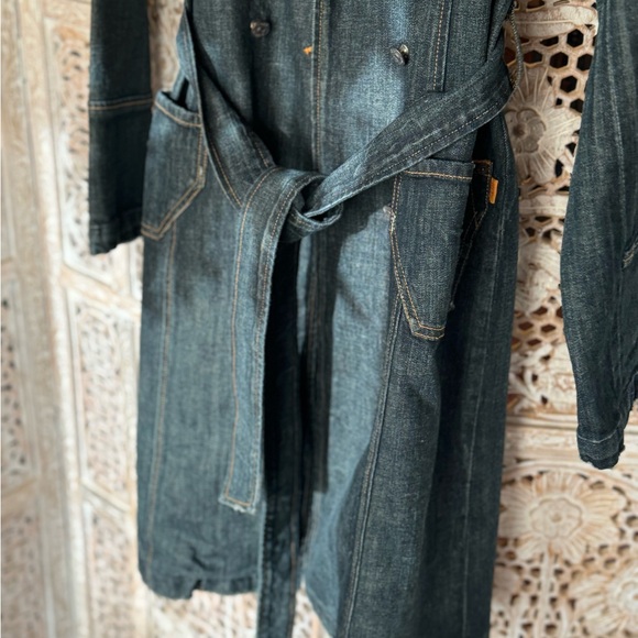 Great Jeans Jacket! Denim Knee length Trench Coat. PRISTINE CONDITION. - Picture 9 of 9